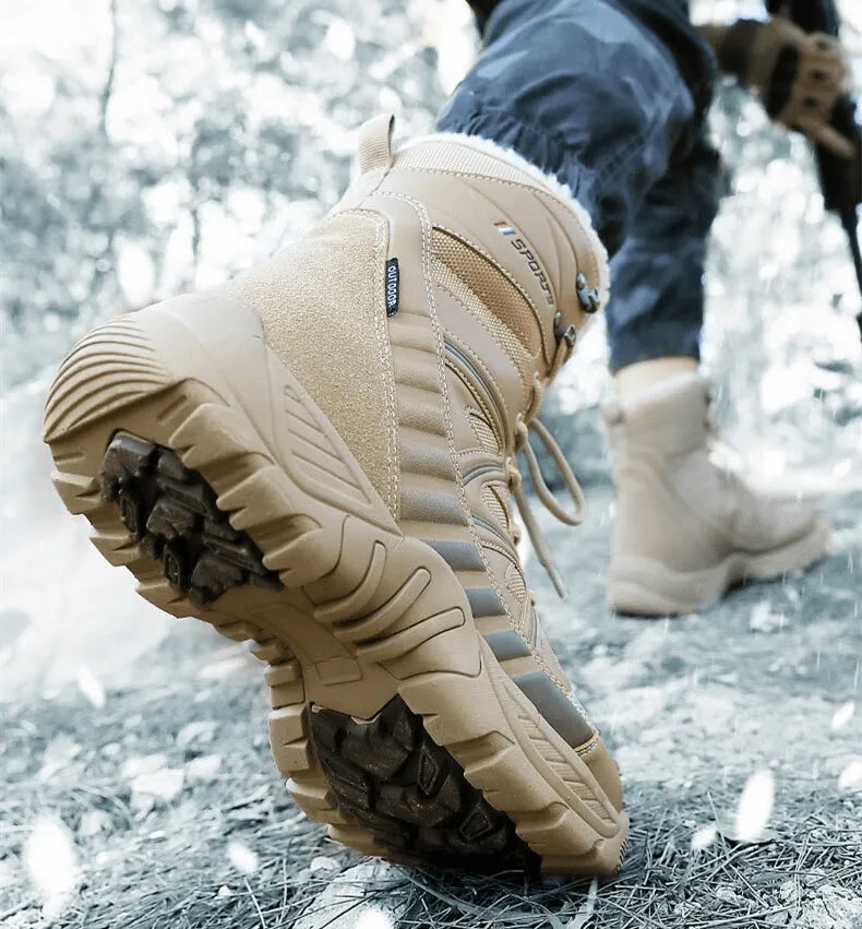 Waterproof Leather Anti-Slip Military Snow Boots with Warm Plush Inside - SF0804