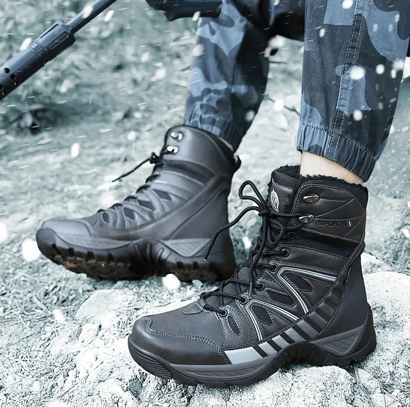 Waterproof Leather Anti-Slip Military Snow Boots with Warm Plush Inside - SF0804