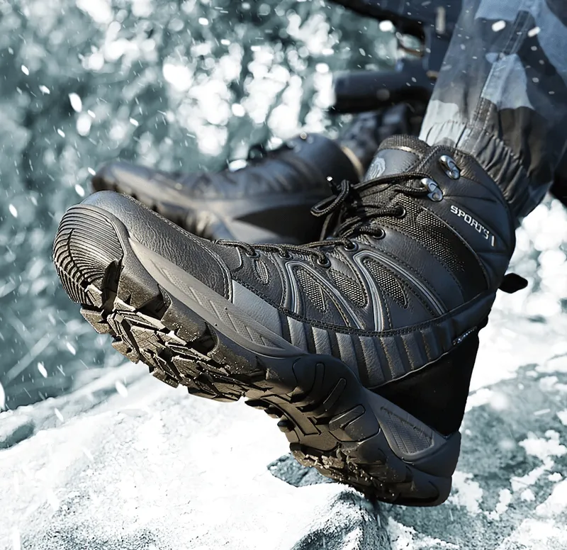 Waterproof Leather Anti-Slip Military Snow Boots with Warm Plush Inside - SF0804