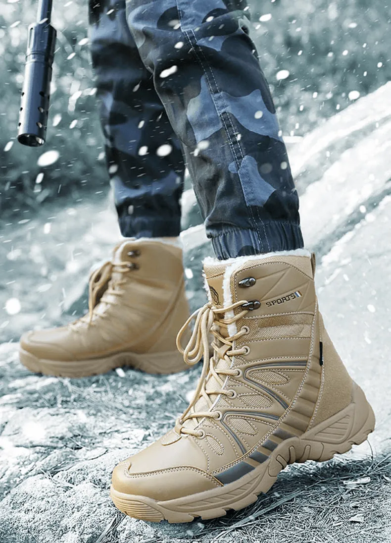 Waterproof Leather Anti-Slip Military Snow Boots with Warm Plush Inside - SF0804