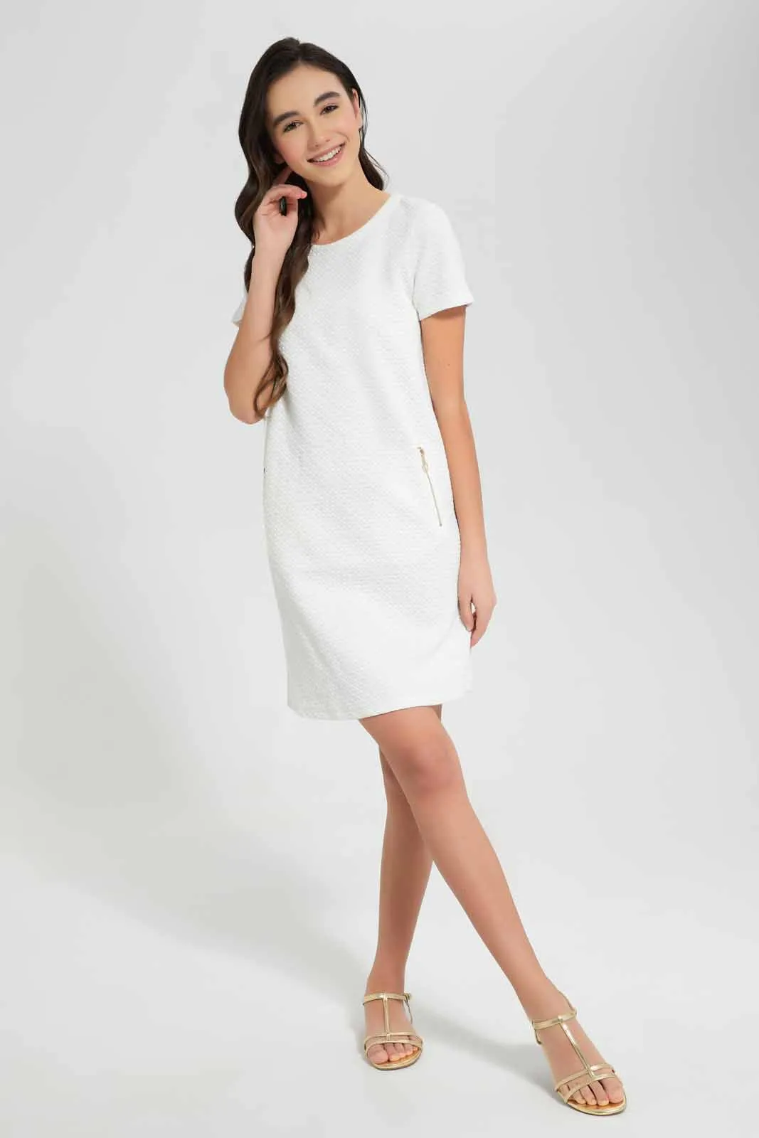 White Jacquard Dress