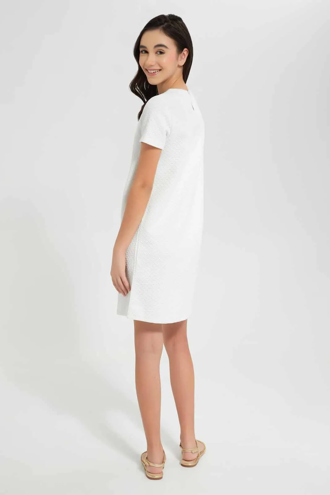 White Jacquard Dress