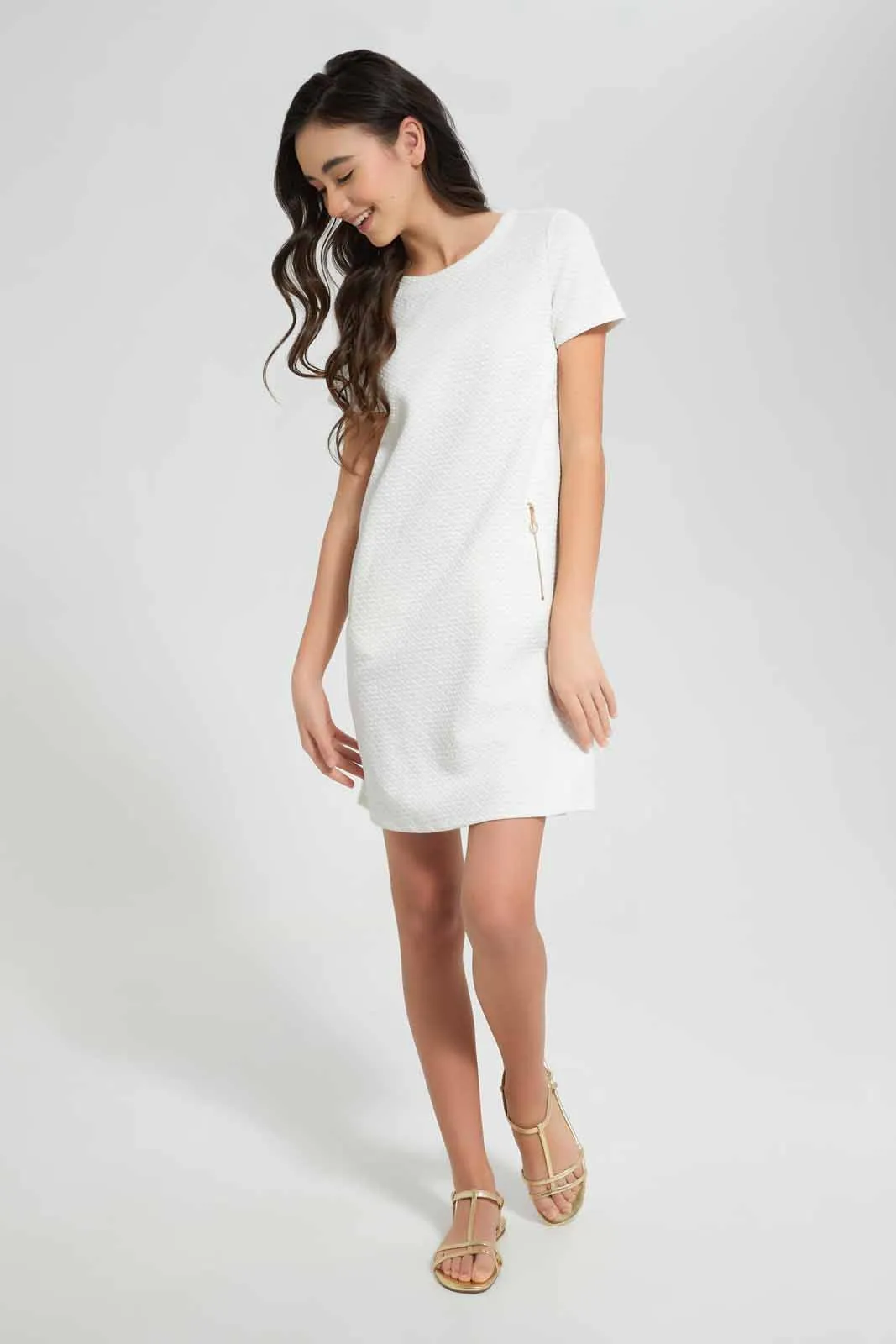 White Jacquard Dress