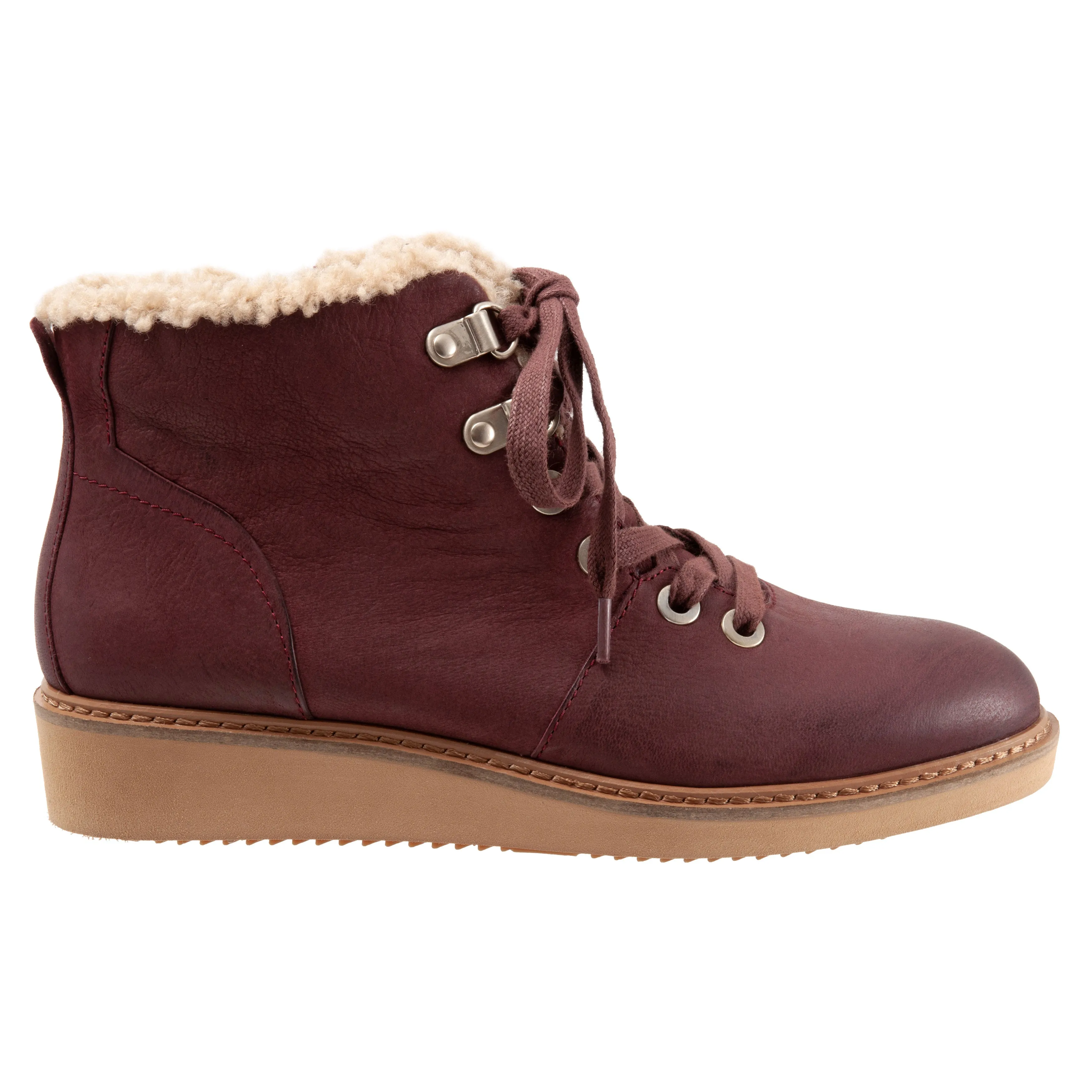 Wilcox Wine Lace up Ankle Boots with side zip