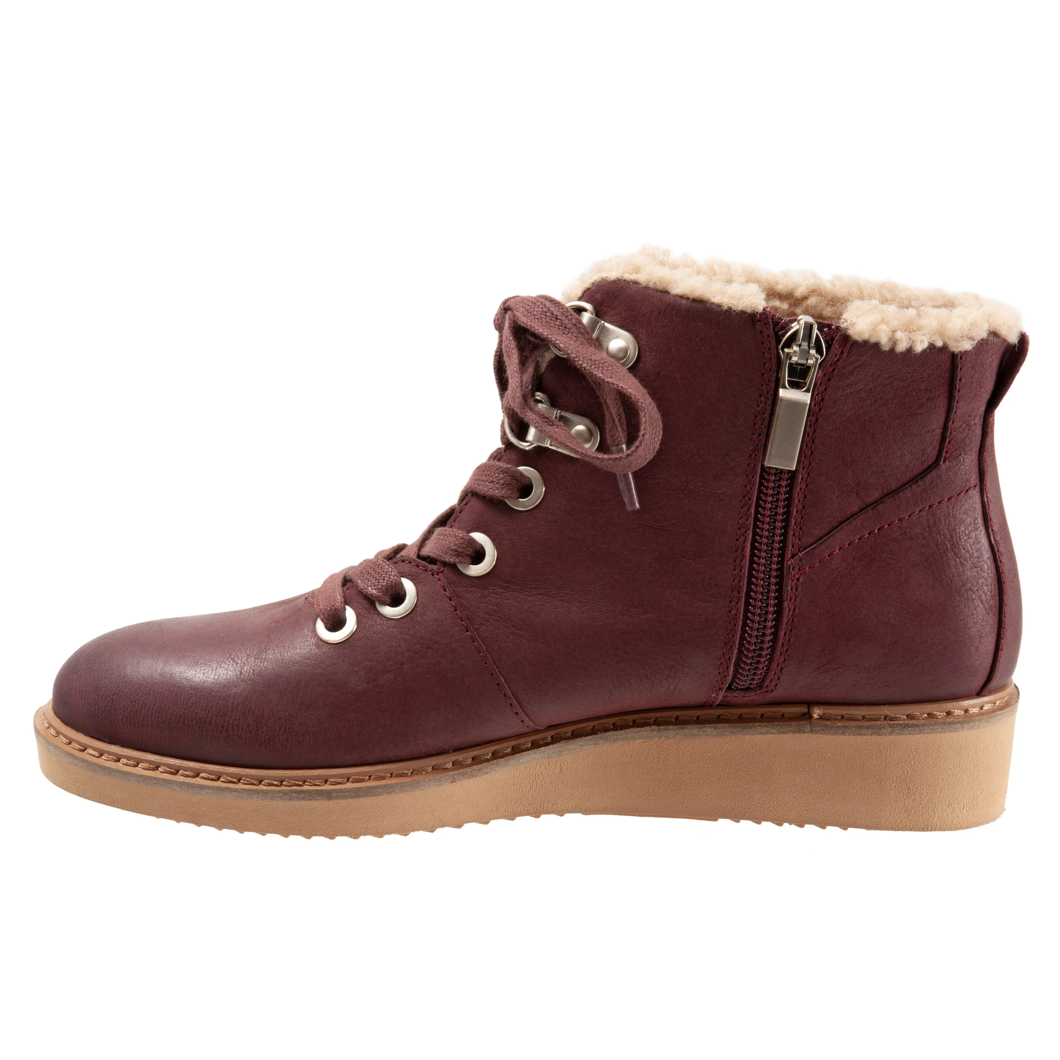 Wilcox Wine Lace up Ankle Boots with side zip